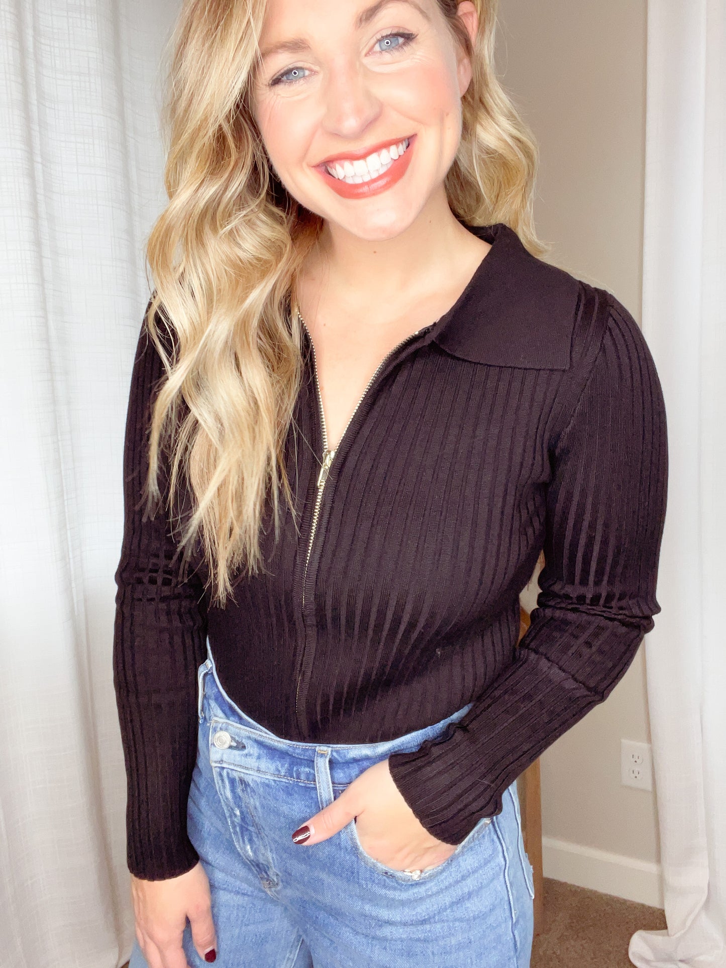 Zip Up Knit Top