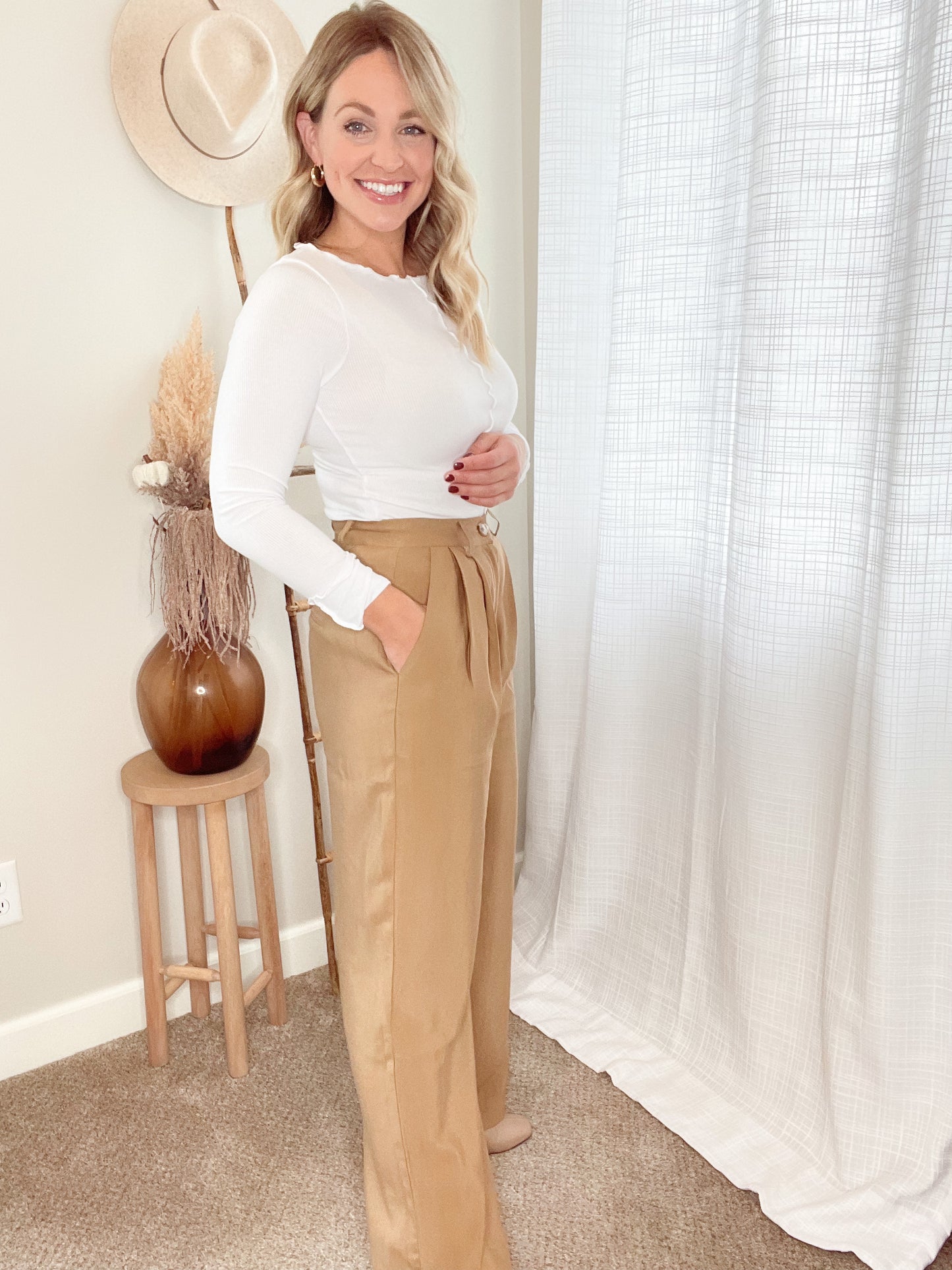 High Waisted Wide Leg Trousers