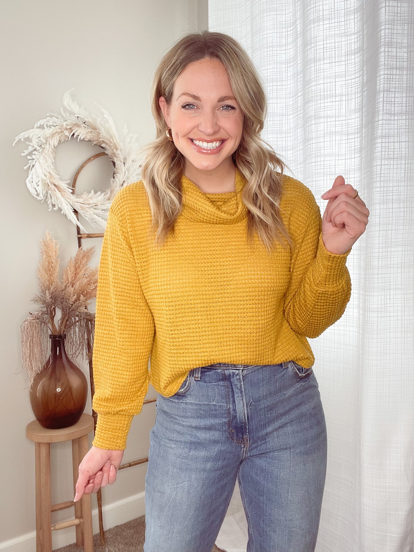 Waffle Knit Turtleneck