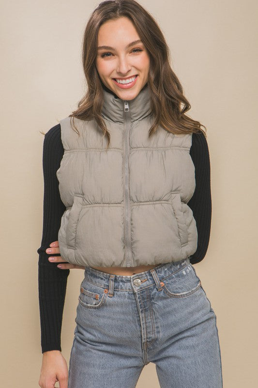 The Basic Cropped Puffer Vest
