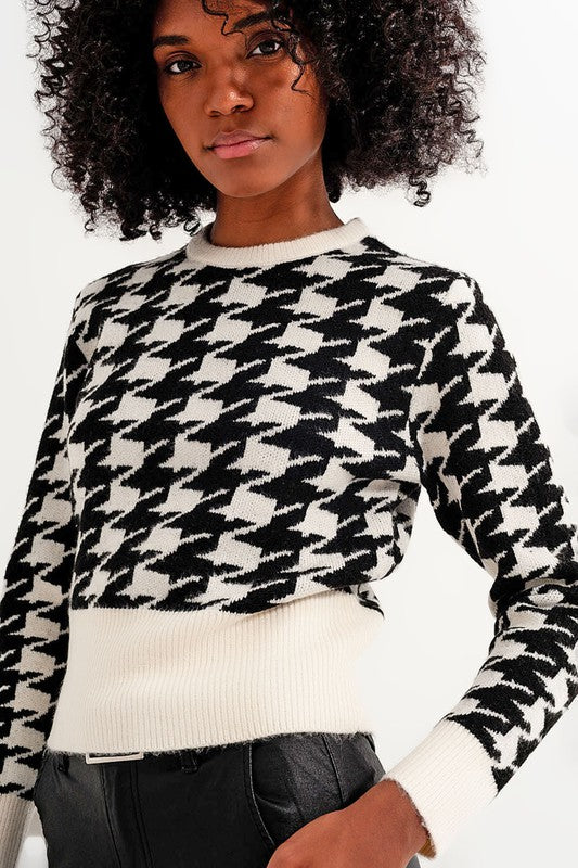 Knitted Houndstooth Sweater