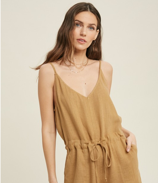 Linen Drawstring Romper