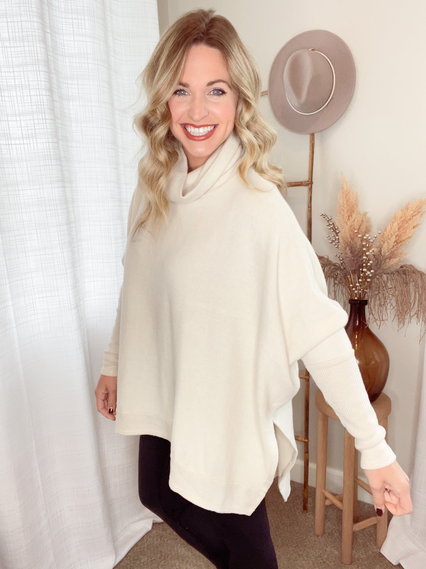 Brushed Cowl Neck Sweater