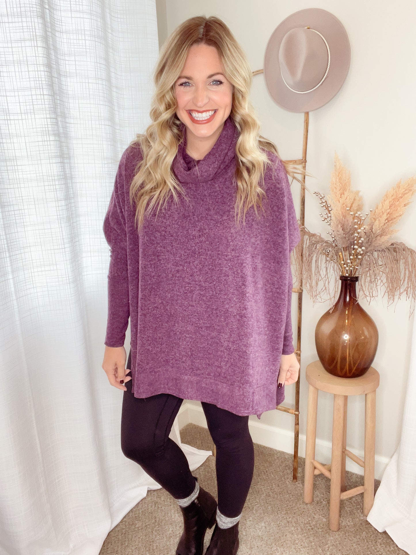 Brushed Cowl Neck Sweater