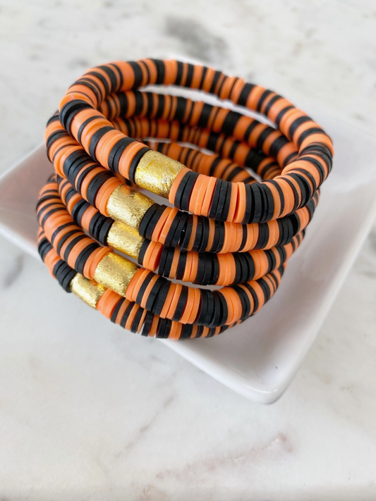 Orange & Black Heishi Bracelet