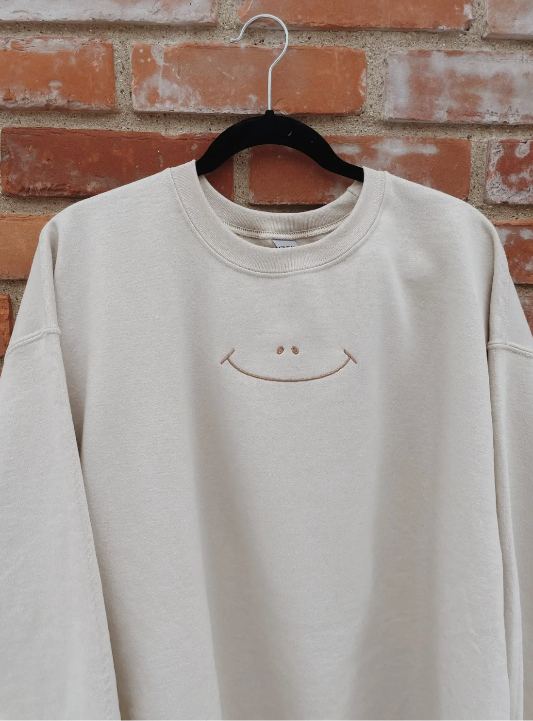 Smiley Face Embroidered Sweatshirt